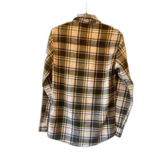 Burnside  Plaid Flannel Button-Up Shirt Men’s Medium Black and Yellow - Picture 4 of 4